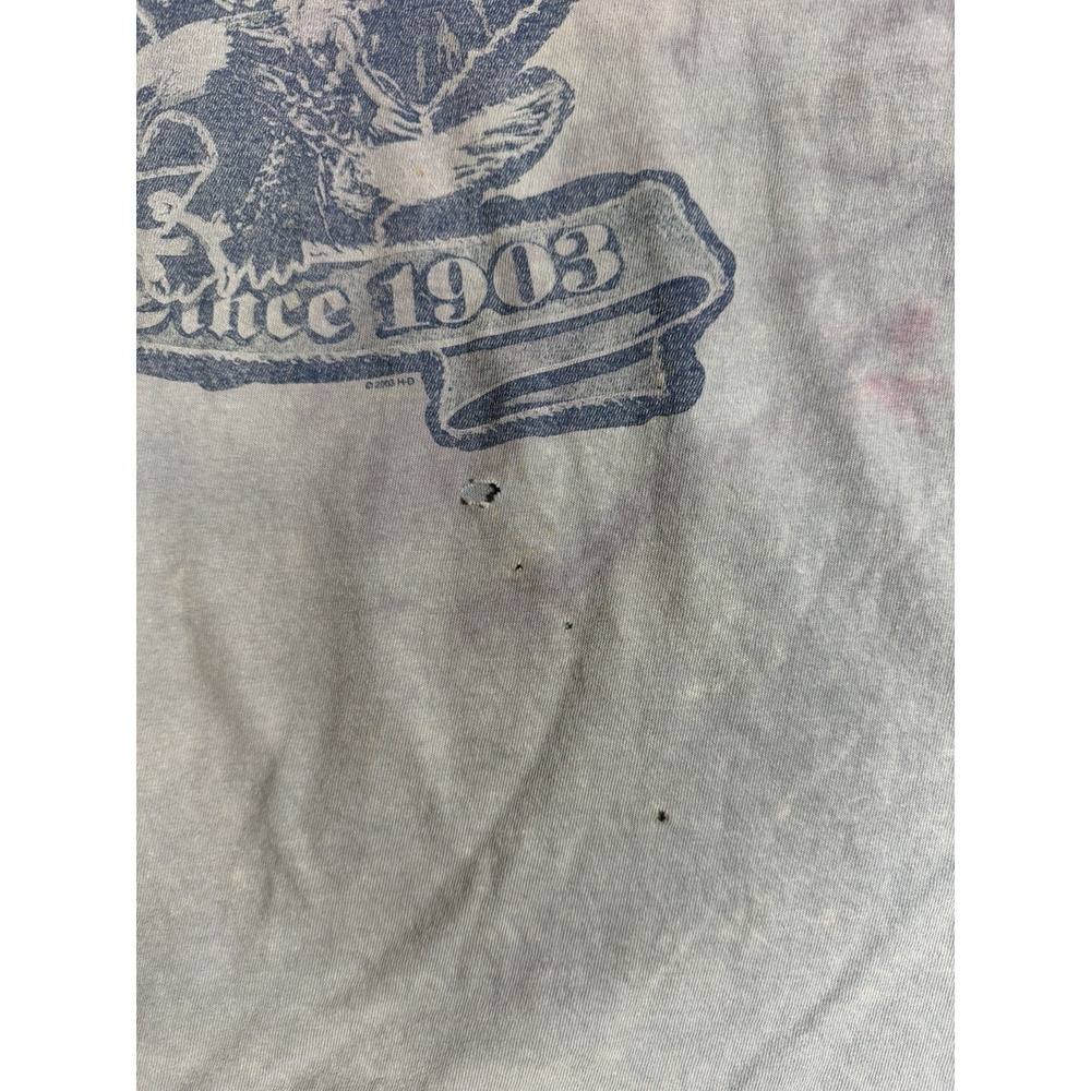 Harley Davidson Eagle Blue Acid Wash Tee Size L Grand Prairie Texas Made in USA - Picture 4 of 9